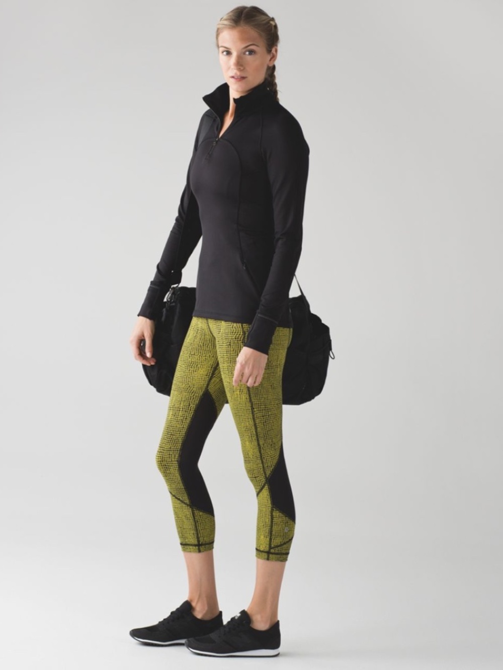 Lululemon Pace Rival Crop | Fall Net Toxic Black, Size 6